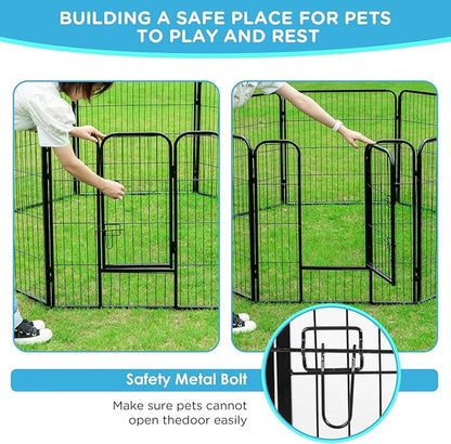 BestPet | Dog Playpen | 32 Inch, 12 Panels | Heavy Duty Metal Pet Exercise Pen | Indoor Outdoor Fence Panels | Rust-Resistant, Removable, Tool-Free Setup | Anti-Skid, Expandable Design
