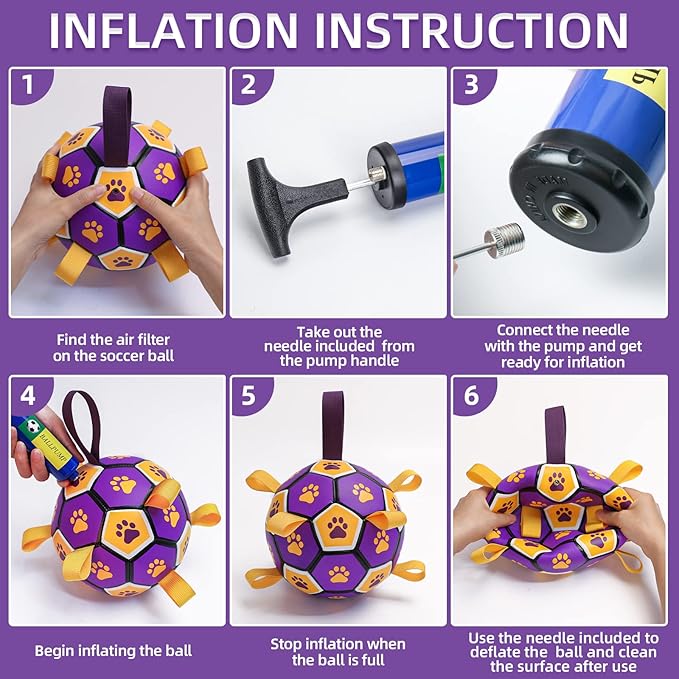 QDAN Dog Ropes Toys Soccer Ball with Straps, Interactive Dog Toys for Tug of War, Puppy Birthday Gifts, Dog Tug Toy, Dog Water Toy, Durable Dog Balls for Medium & Large Dogs（8 Inch）