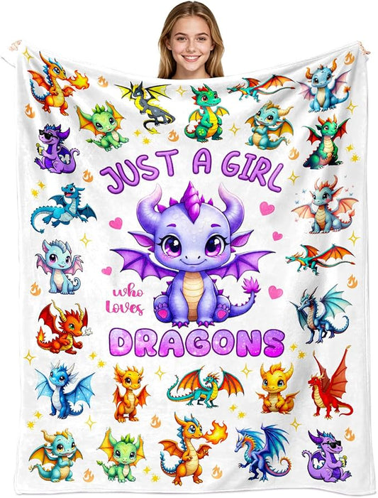 Dragon Blanket Gifts Soft Flannel Dragons Throw Blanket Merch Stuff for Dragon Lovers Kids Adults 50"X 40"