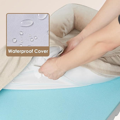 EHEYCIGA Orthopedic Dog Beds for Extra Large Dogs, Waterproof Memory Foam XXL Dog Bed with Sides, Non-Slip Bottom and Egg-Crate Foam Big Dog Couch Bed with Washable Removable Cover, Beige