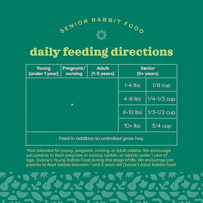 Oxbow Essentials Rabbit Food, Senior, Made with Oxbow Alfalfa for Rabbit, Vitamin & Mineral Rich Pet Pellets, Small Animal Pet Products, Bunny Food, Made in USA, High Fiber, 4 lb. Bag