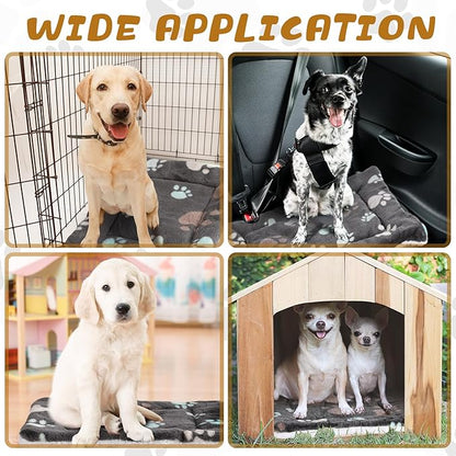 4 Pack Ultra Soft Dog Cat Bed Mat with Cute Prints Reversible Fleece Dog Crate Kennel Pad Cozy Washable Thickened Hamster Guinea Pig Pet Bed Mat for Small Animals(23 x 18 Inches,Black)