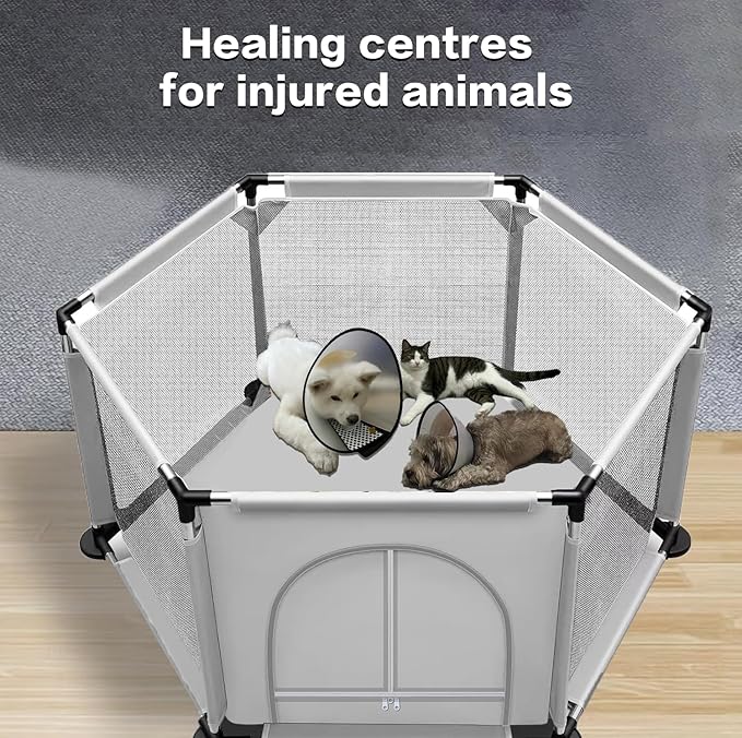 50x25.5 Inches Puppy Playpen with Gate, Dog Playpen for Puppies, Dog Fence Pet Playpen for Indoor & Outdoor, Sturdy Safety Dog Pen with Thickened Fabric