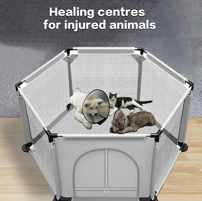 50x25.5 Inches Puppy Playpen with Gate, Dog Playpen for Puppies, Dog Fence Pet Playpen for Indoor & Outdoor, Sturdy Safety Dog Pen with Thickened Fabric