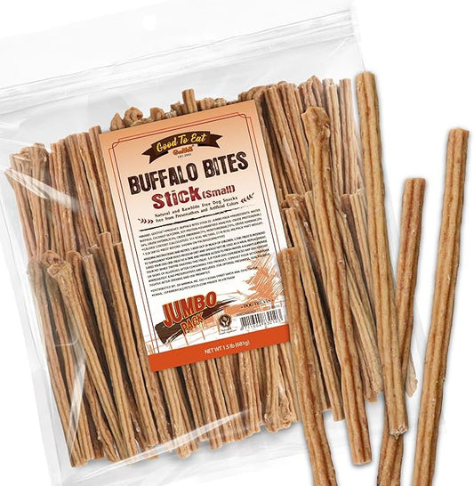 Gootoe Buffalo Dog Treats, Buffalo Bites Stick (Small) 1.5 lb Natural Low-Fat Chews for Training & Rewards, Limited Ingredient, Resealable Bag, Perfect for Small Dogs & Puppies
