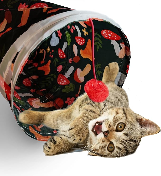 Cat Tunnel, 2-Way Cat Tunnels for Indoor Cats, Collapsible Cat Play Tunnel, Interactive Toy Maze Cat House with 2 Play Ball for Cats, Puppy, Kitty, Kitten, Rabbit