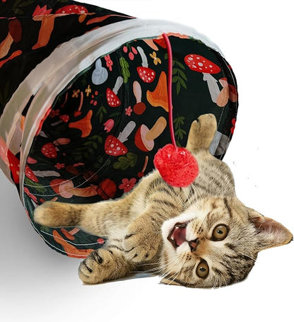 Cat Tunnel, 2-Way Cat Tunnels for Indoor Cats, Collapsible Cat Play Tunnel, Interactive Toy Maze Cat House with 2 Play Ball for Cats, Puppy, Kitty, Kitten, Rabbit