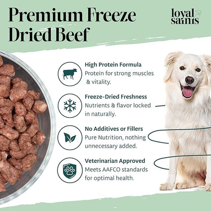 Freeze Dried Raw Dog Food - Premium Beef Flavor with High Protein and Grain Free Dog Food for Small or Large Breeds and Picky Eaters - Versatile as Meal Topper, Snack, and Treats, 14 Oz