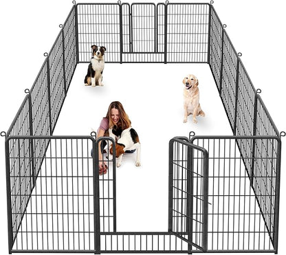 Dog Playpen, 40 inch Height 14 Panels Heavy Duty Dog Fence Pet Playpen with Door, Anti-Rust Dog Exercise Pen with Lock, Portable Pet Fence Outdoor for Yard RV Camping