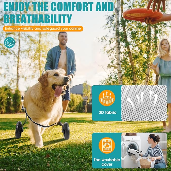 Dog Wheelchair for Back Legs, Wheelchair for Small & Medium Dog, Dog Wheelchair Cart, Doggy Wheelchair with Disabled Hind Legs, Walking Mobility Aids for Small Pet, Hind Limbs Dog Cart with Wheels