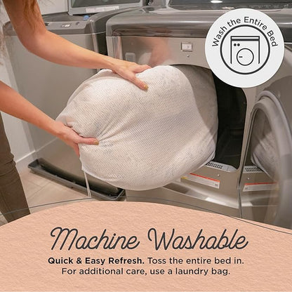 Best Friends by Sheri Original Calming Donut Dog and Cat Bed, Lux Faux Fur, Oyster, (23in x 23in) - Anxiety Relief for Pets Up to 25 lbs