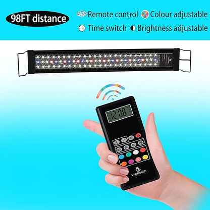 WaterRebirth Wireless Remote Full Spectrum Aquarium LED Light Strip - Ultra-Thin Design with Timer & RGB Modes for Fish Tank Plants (20-26INCH)