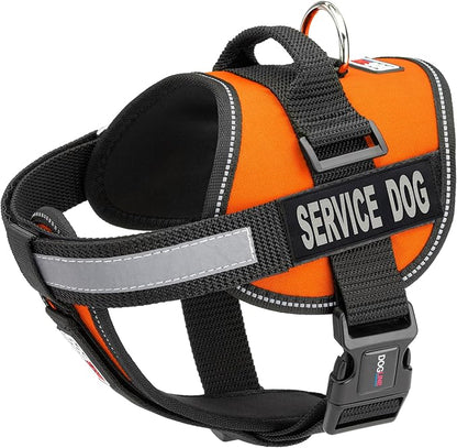 Dogline Unimax Service Dog Harness Vest with Removable Service Dog Patches Adjustable Straps Breathable Neoprene for Medical Identification Training Dogs Girth 36 to 46 in Orange