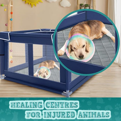42x42 Inches Puppy Playpen with Dog Pads, Playpen for Puppies or Small Dogs, Indoor & Outdoor Use, Sturdy Safety Pen with Thickened Fabric, High-Strength Nylon Wire Mesh