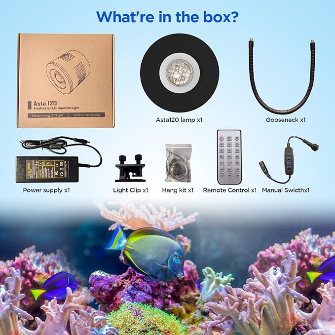 Full Spectrum Aquarium Light, Adjustable Saltwater Fish Tank Light for Reef, Coral, Nano Aquarium Tank Supports 4 Channels WiFi and Remote Controller (Reef s-120)