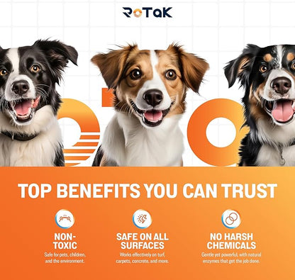 RoTak Odor Control MAX Pet Odor Eliminator Concentrate Indoor Outdoor Scent Neutralizer Deodorizer with Live Enzyme Perfect for Artificial Turf and Litter Box (32 oz Concentrate - Makes 5 Gallons)