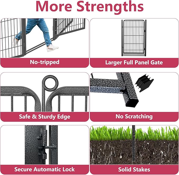 Dog Playpen with Extra Large Door Dog Fence Outdoor for Yard Indoor Dog Pen 32inch 40 Panels Dog Pens Outside Anti-Rust Pet Fence Portable Dog Fence for RV Camping Yard