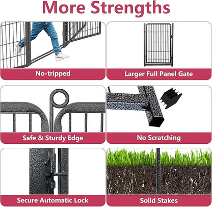 Dog Playpen with Extra Large Door Dog Fence Outdoor for Yard Indoor Dog Pen 32inch 48 Panels Dog Pens Outside Anti-Rust Pet Fence Portable Dog Fence for RV Camping Yard