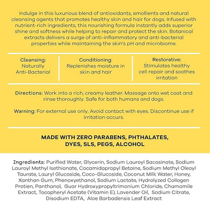 Dog Shampoo and Body Wash - 13.5 Fl Oz of Super Soft Pet Shampoo for Dogs - Made with Honey and Milk for a Healthy Skin and Coat - Made in The USA