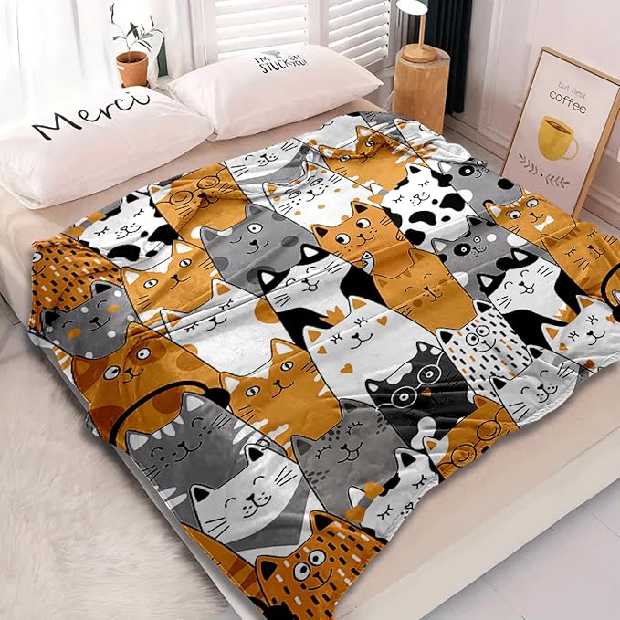 Cat Blanket, Cats Gifts for Girls Women, Cat Gift for Cats Lovers, Birthday Gifts Decor Throw Blanket 50"x60"
