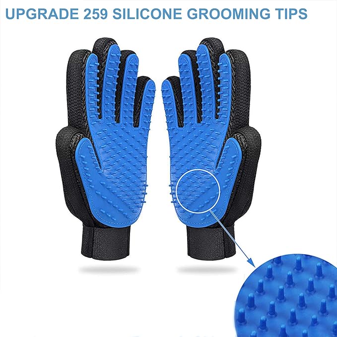 3PCS Grooming Brush Set for Pets: Shampoo Scrubber for Dog/Cat Bathing, Shedding Massage Gloves, Hair Fur Remover