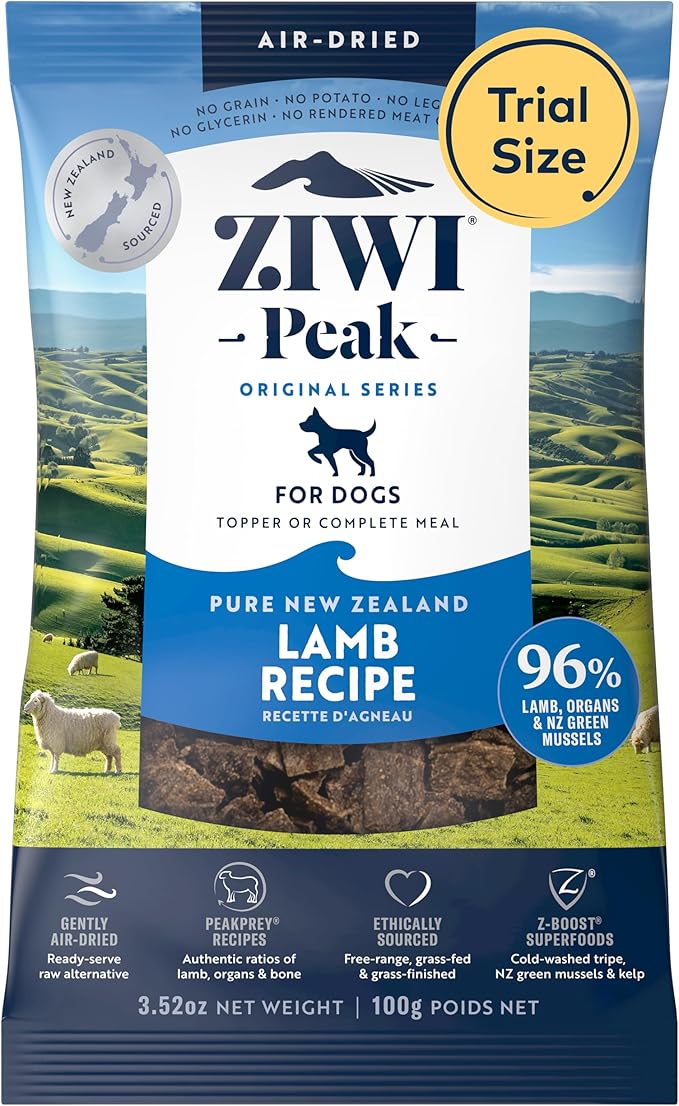 ZIWI Peak Air-Dried Dog Food  Lamb - All Natural, High Protein, Grain Free, Limited Ingredient w/Superfoods (3.5oz)