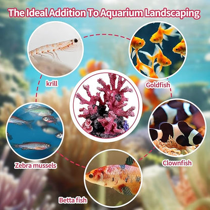 PINVNBY Aquarium Coral Reef Decor, Artificial Aquarium Coral Ornament Fish Cave Hideout Artificial Aquarium Plants Artificial Resin Fish Tank Accessories for Aquarium Landscaping (Pink)