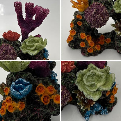 Charming Resin Coral Reef Ornament - Realistic Aquarium Decor Gift for Fish & Shrimp Hideaway, Suitable for Freshwater & Saltwater Tanks (6.1 x 4.1 x 6.1 inches)