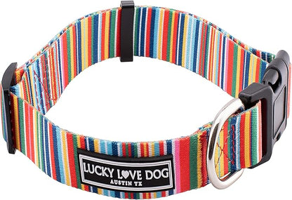 Lucky Love Dog Collar, Rainbow Stripes Pattern Dog Collar for Tiny Dogs, Comfortable & Soft Dog Collars, Hippie, XS