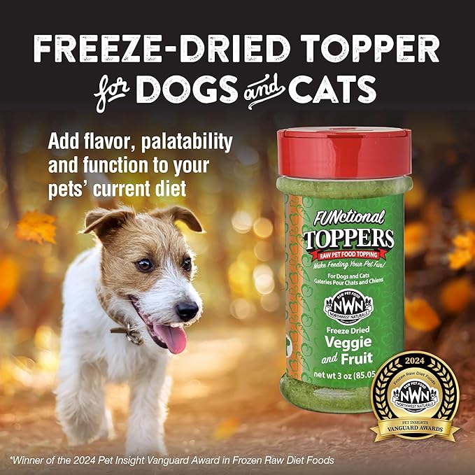 Northwest Naturals Freeze-Dried Veggie & Fruit Functional Topper - for Dogs & Cats - Healthy, Limited Ingredients, Human Grade Pet Food, All Natural - 5 Oz (Pack of 2)
