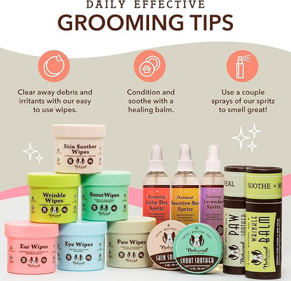 Natural Dog Company Grooming Wipes with Aloe Vera, Cleanses, Soothes, & Deodorizes, Fragrance Free, Hypoallergenic, Biodegradable - Dog Wipes for Ear, Paws, Face and Butt (50 ct)