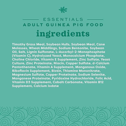 Oxbow Essentials Guinea Pig Food, Adult Guinea Pig, Made with Oxbow Timothy Hay, Pet Food Pellets with Vitamin C, Small Animal Pet Products, Made in USA, High Fiber, 5 lb. bag