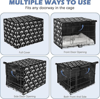 Akinerri Dog Crate Cover - Double Door Waterproof Pet Kennel Cover, Durable 600D Polyester Protective Cage Cover for 24/30/36/42/48 Inch Dog Crate - Blackprint