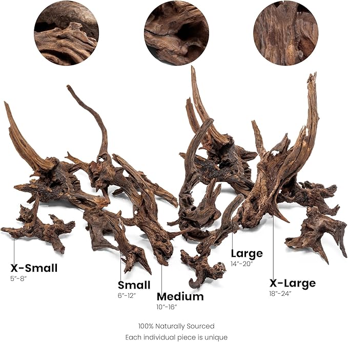 Ultum Nature Systems Driftwood - Pacific Drift Wood for Fish Tank, Planted Tank, Terriarium, Paludarium - Versatile Natural Driftwood Decor, Events Wood Centerpiece - Pacific Wood, L 15-20", 5 Pack