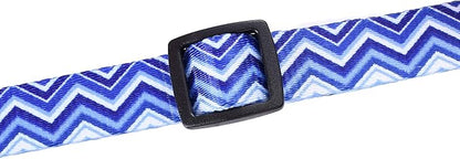 Mile High Life Dog Collar | Cute Puppy Collars | Lightweight Girl Dog Collar | Soft Boy Dog Collars | w Geometric Ocean Wavy Pattern (Blue, Large)