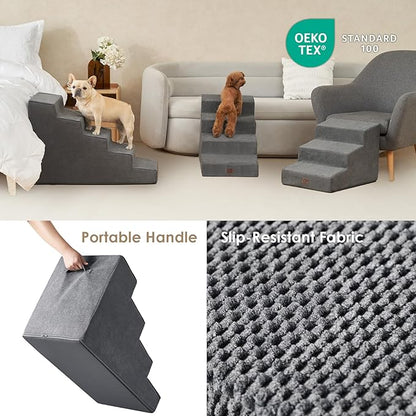 EHEYCIGA Dog Stairs for Small Dog 15.7”H, 3-Step Slope Dog Stairs for Couch and Sofa, Pet Steps with Non-Slip Bottom, Low Ramp and Larger Step Area