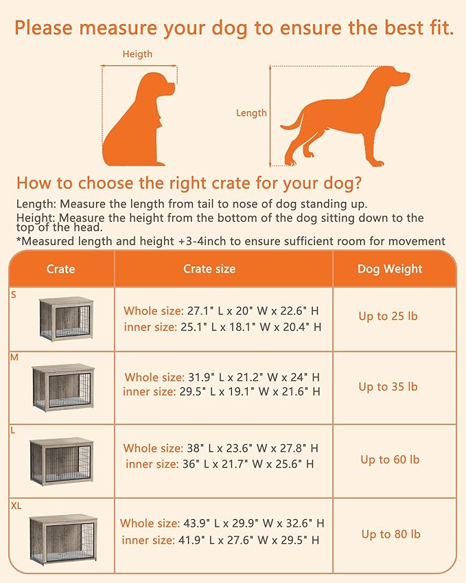 Piskyet Dog Crate Furniture with Cushion,Heavy-Duty Reinforced Metal Mesh,38" Wooden Dog Crate End Table with Double Doors,Indoor Dog Kennel,Dog Cage Side Table for Large Breed,Grey