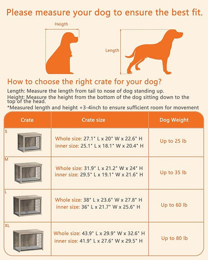 Piskyet Dog Crate Furniture with Cushion,Heavy-Duty Reinforced Metal Mesh,38" Wooden Dog Crate End Table with Double Doors,Indoor Dog Kennel,Dog Cage Side Table for Large Breed,Grey