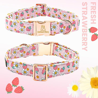 Lionheart glory Dog Collar Pink Dogs Collar Spring Summer Cute Collars Dog Female Soft Durable Adjustable Dog Collars for Medium Dogs Pet Gift