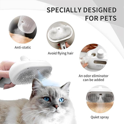 Cat Steam Brush For Shedding, Grooming Tool for Cats and Dogs with Steam Function, Massage, and Shedding Hair Removal - Ideal for Pets, Featuring Weighted Blanket Technology, Hair Brush (white comb)