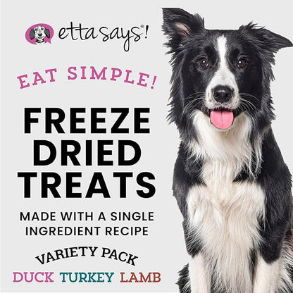 etta says! Eat Simple Freeze-Dried Dog Treats - 100% Natural Variety Pack - Duck, Turkey, and Lamb Protein - Made in USA (2.5 oz Pack of 3)