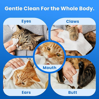 Unscented Pet Grooming Wipes for Dogs & Cats - 300 Count Dog Wipes for Cleaning Paws, Body, and Butt, Thick, Soft & Hypoallergenic