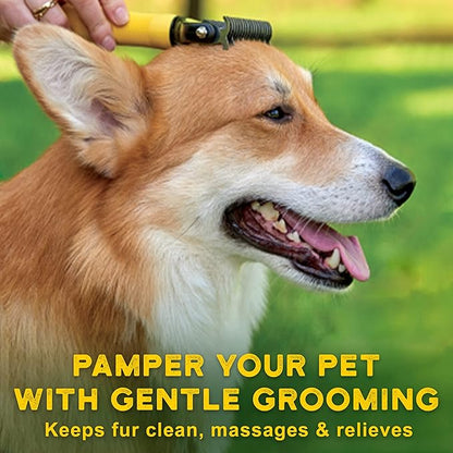Deshedding Dog Brush - Double-Sided Pet Hair Remover for Cats & Dogs - Yellow Undercoat Grooming Rake for Shedding and Dematting