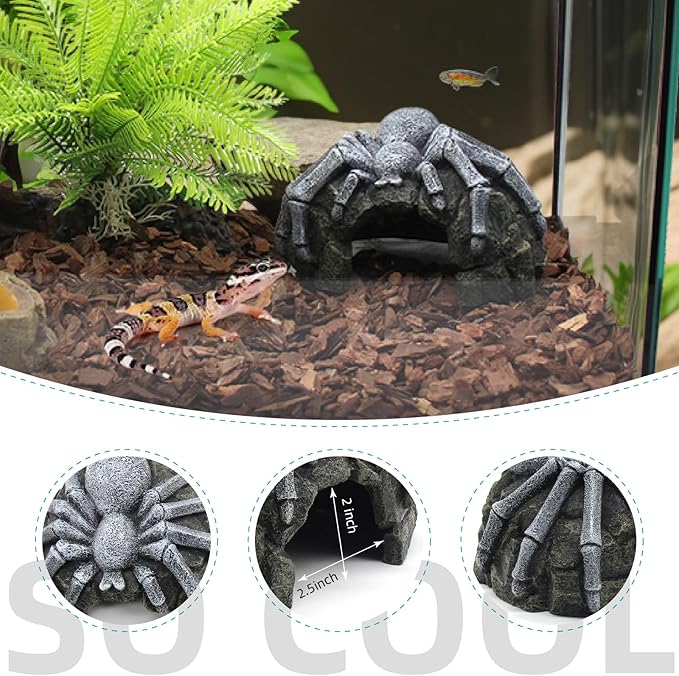 Reptile Rock Cave Hideouts Terrarium Habitat Decor Gecko Tank Accessories for Fish, Reptiles, Amphibians,Frogs, Snakes,Lizards,Shrimps, Spiders and Small Animals Crab