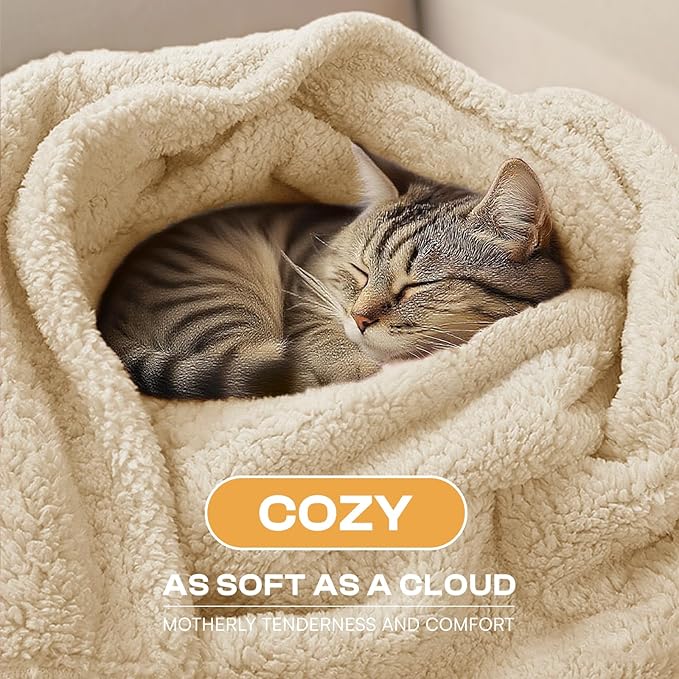 Luciphia Waterproof Pet Blanket for Medium Large Dogs Soft Cat Sherpa Calming Thick Cover Leakproof Cozy Puppy Sofa Bed Car Couch Protector(Beige/Brown,30x20 inches)
