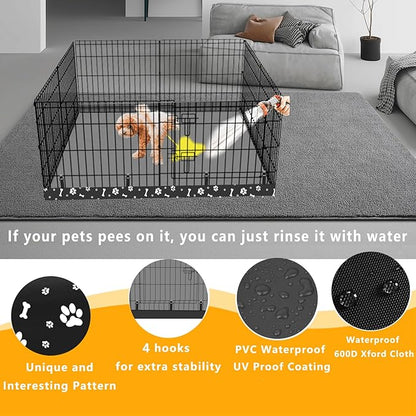 Dog Playpen Square Bottom Pad Fits for 48 Inch 8 Panels Metal Exercise Pet Playpen, Dog Crate Pad Puppy Playpen Pad, Elastic Buckles Connections.(Note: Playpen Not Included) -Black