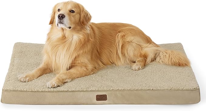 Bedsure Extra Large Dog Bed - XL Orthopedic Waterproof Dog Beds with Removable Washable Cover for Extra Large Dogs, Egg Crate Foam Pet Bed MatKhaki
