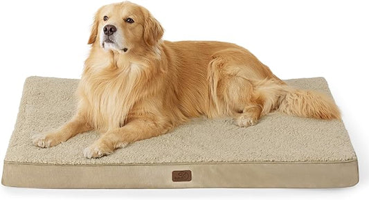 Bedsure Extra Large Dog Bed - XL Orthopedic Waterproof Dog Beds with Removable Washable Cover for Extra Large Dogs, Egg Crate Foam Pet Bed MatKhaki