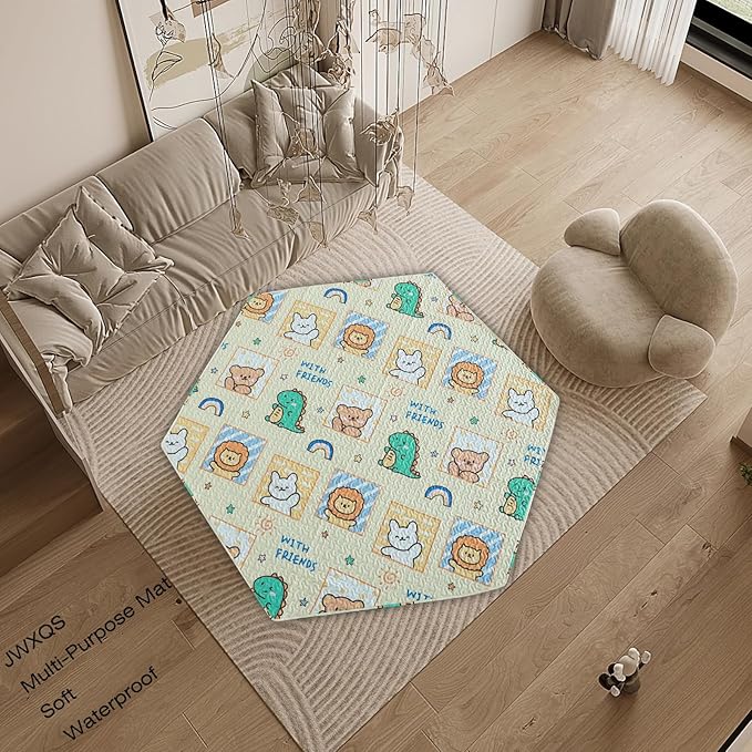 36'' Wide Hexagonal Dog Pen Urine Pad Dog Urine Pad Puppy Pad, [PLAYPEN Not Included!] Reusable Whelping Playpen Crate Reusable Washable Pet Mattress Pads Pet Training Pads, white (JWXQS-011)