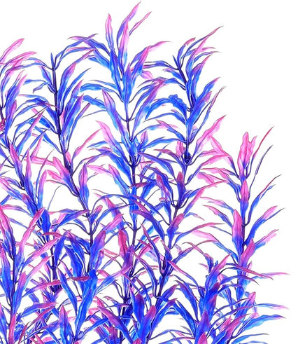 JIHAQUA Aquarium Decor Plastic Plants Extra Large 21 Inches Artificial Fish Tank Plants Tall Fish Tank Decorations (Purple 2pcs)